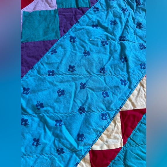 Vintage Disney Winnie The Pooh Toddler Blanket Patchwork Quilt Embroidered 90’s - Picture 6 of 15